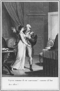Ilustração de &39;As Dores de Werther&39; de Johann Wolfgang Goethe (1749-1832) gravada por Jean Baptiste Simonet (1742-1813)